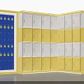 Vibrant Yellow And Blue Photo Check-in Spot With Circular PLAY Sign And Transparent Pillars