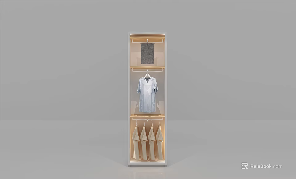 Modern Wardrobe With Glass Doors Hanging Shirt And Shoe Storage Shelves Design 3d model 
