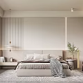 Modern Elegant Bedroom Interior Design With Neutral Tones Upholstered Headboard And Pendant Lighting