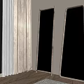 Stylish Full Length Mirrors in Modern Room with Window Blinds Curtains Wooden Floor and Rug
