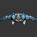 Futuristic Blue And White Tech Inspired Armored Humanoid Figure With Sleek Design Details