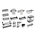 Various Bathroom Cabinet Racks Including Towel Racks Toilet Paper Holders And Shelves
