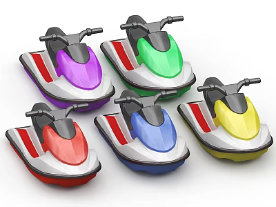 Colorful Jet Skis With Modern Design In Various Bright Colors 3d model