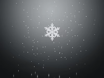 Beautiful Falling Snowflakes on Dark Black Background with Snowflake Reflections 3d model