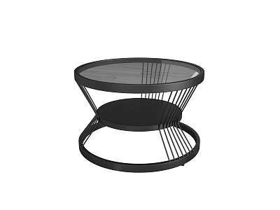 Modern Round Coffee Table With Glass Top And Metal Frame Lower Shelf 3d model