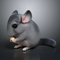 Cute Gray Chinchilla Eating Food While Holding Treat In Dark Background