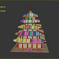 Ancient Multi story Pagoda with Traditional Roof Overhanging Eaves and Yellow Ornament