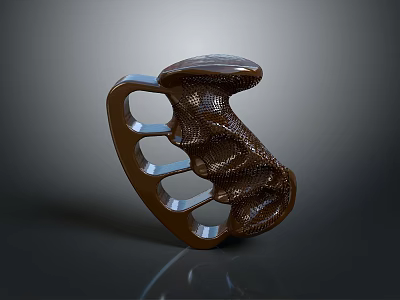 Brown Textured Equipment Accessory With Ergonomic Grip And Metal Accent Design Features 3d model