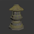Traditional Stone Pagoda Style Architectural Structure With Carved Base And Roof