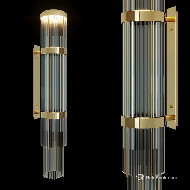 Modern Wall Lamp with Brass Frame and Glass Tubes for Contemporary Home Decor 3d model 