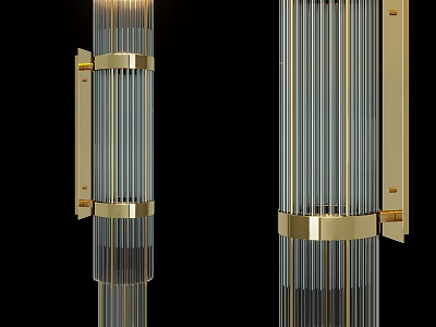 Modern Wall Lamp with Brass Frame and Glass Tubes for Contemporary Home Decor 3d model