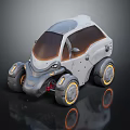 Futuristic Concept Car With Gray Body And Dark Windows Yellow Rims And Rounded Unique Design
