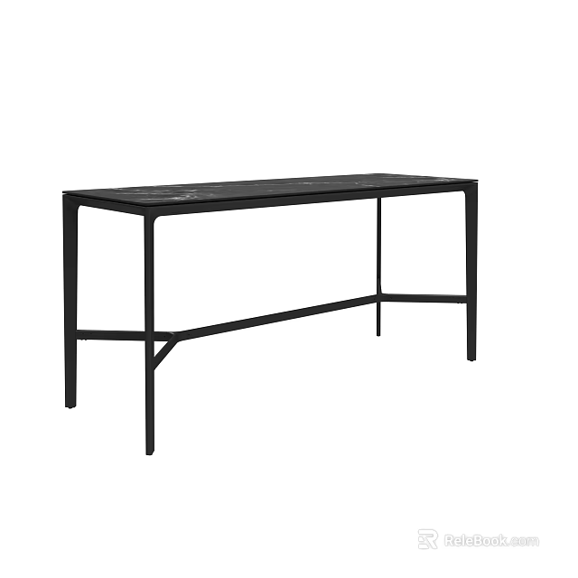 Black Rectangular Dining Table with Sleek Modern Design and Sturdy Metal Frame for Home Decor 3d model 