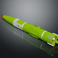 Green Military Missile With White Sections Red Warhead And Grid Design