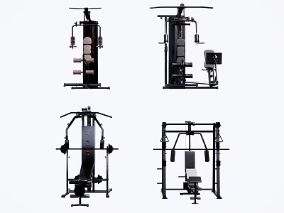 Four Different Types Of Professional Gym Fitness Equipment With Strength Training Functions 3d model
