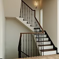 Modern Staircase Design With Wooden Handrail Black Balusters And White Steps
