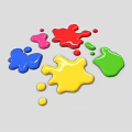 Art Supplies Collection Featuring Colorful Paint Splatters In Vibrant Red Yellow Blue Green Pink Hues