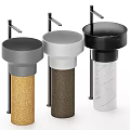 Modern Round Pedestal Washbasins Gold Brown Speckled Marble Pedestals Black Silver Gray Bowls Metal Stands