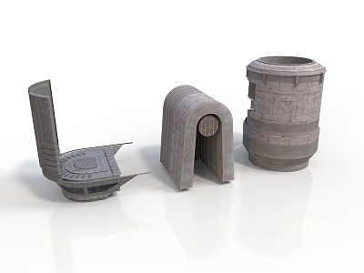 Ancient Stone Architectural Models Featuring Arch Tower And Seating Structures 3d model