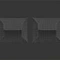 Two Detailed Gray Traditional Chinese Architecture Roof Models With Overhanging Eaves