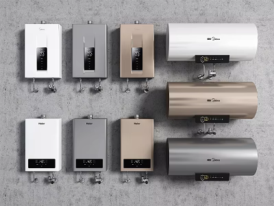 Household Water Heater Appliances In Various Styles And Colors For Daily Use 3d model