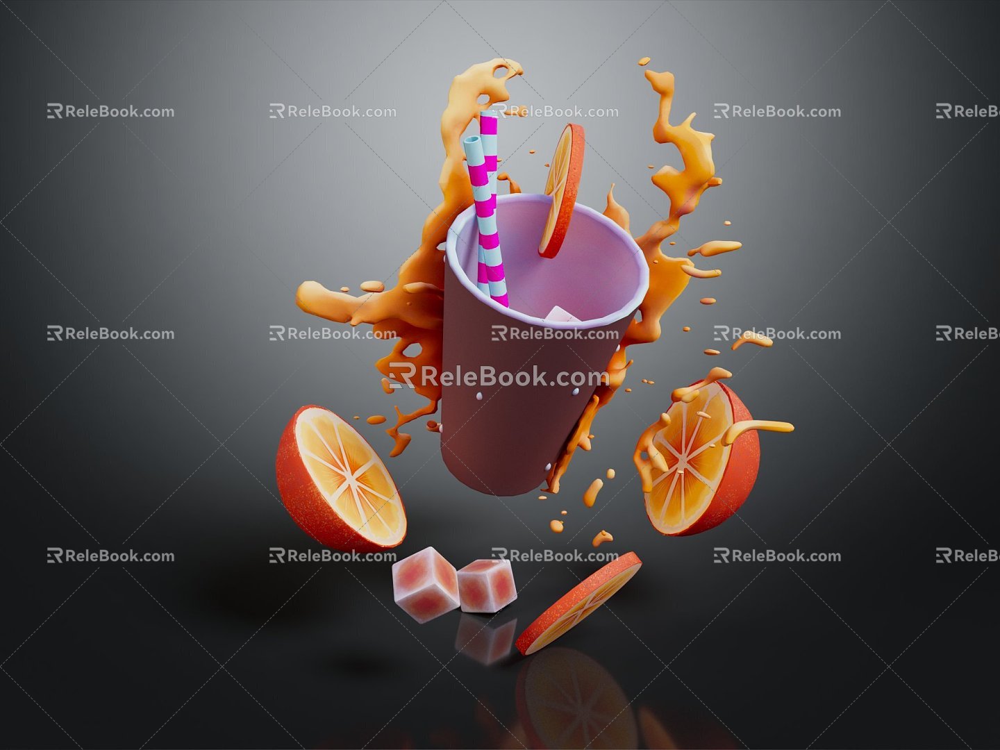 Modern Beverage Beverage Bottle Beverage Can Fruit Juice Fruit Juice Drink 3d model