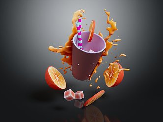 Modern Beverage Bottle Beverage Can Fruit Juice Fruit Juice Drink 3d model