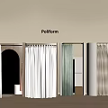 Modern Clothing Store Interior With Various Colored Fabrics Mirrors And Wooden Flooring