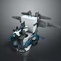 Modern Household Item With Blue White Mechanical Structure And Functional Stand Design 3d model