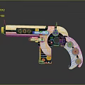 Futuristic Sci Fi Weapon Gun With White Yellow Purple Mechanical Design Features 3d model