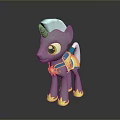 Gray Unicorn Pony Toy Figure With Yellow Hooves Blue Outfit And Star Design