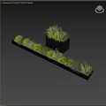 Black Ribbed Garden Planter With Lush Green Plants And Modern Design
