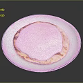 Golden Crusted Flatbread With White Cream Topping Served On Ceramic Plate 3d model