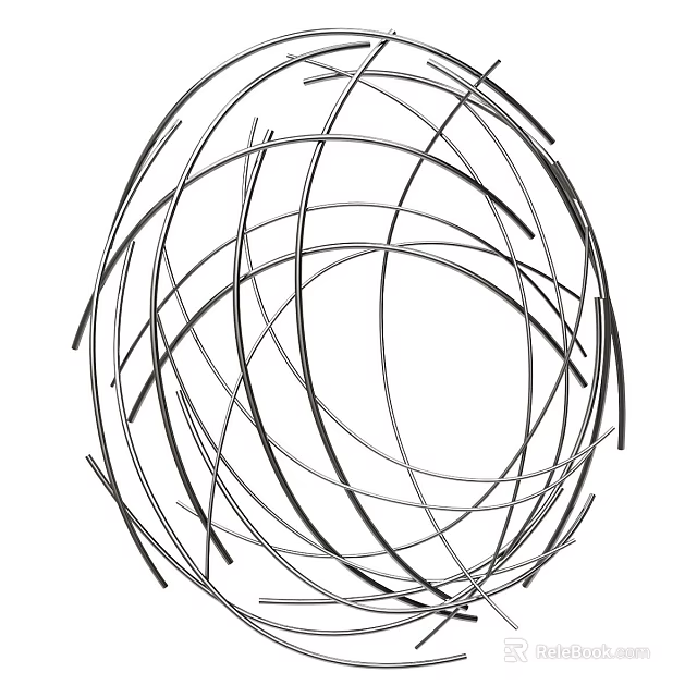 Abstract Black And White Line Art Design With Intertwined Geometric Shapes 3d model 