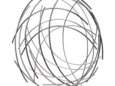 Abstract Black And White Line Art Design With Intertwined Geometric Shapes 3d model