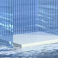 Modern Transparent Blue Striped Display Platform With White Base For Product Showcase