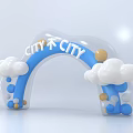 CITY HE CITY Event Gateway Arch With Blue White Cloud And Ball Decorations