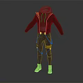 Hooded Black Tactical Outfit With Yellow Accents And Modern Sneakers Design