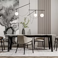 New Chinese Dining Table and Chair Combination 3d model