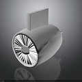 White Mechanical Turbine Fan With Circular Structure And Central Silver Sphere 3d model