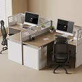 Modern Office Cubicles With Computer Desks Ergonomic Chairs And Potted Plants