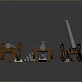 modern artillery cannon naval gun 3d model