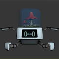 Modern Robotic Probe With Solar Panels Digital Display White Structure And Mechanical Legs