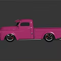 Pink Vintage Classic Truck With Shiny Exterior And Custom Wheels