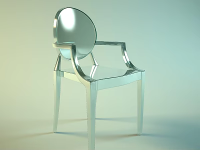Transparent Acrylic Leisure Chair With Round Backrest And Silver Metal Frame 3d model
