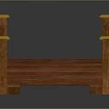 Wooden Arch Bridge In Garden With Yellow Posts Railings And Wooden Deck