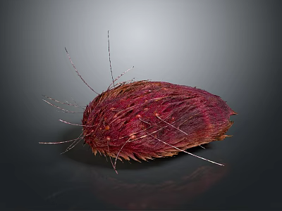 Red Hairy Creature With Long Thin Legs Oval Body And Dark Background 3d model