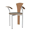 Modern Single Chair With Wooden Frame Metal Legs And Upholstered Seat
