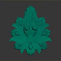 Green Carved Floral Leaf Ornament With Detailed Petal And Stem Design