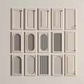 Assorted Light Colored Door Panels With Different Shapes And Glass Insert Designs 3d model